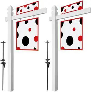 Casafield  72" x 36"  Real Estate Sign Post for Open House and Yard Sale Signs with Flat Cap and Gothic Cap Options - Vinyl PVC - White - 2 Pack