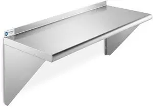 GRIDMANN 18" x 36" Stainless Steel Wall Mount Shelf with Backsplash, Commercial Grade - NSF Certified 18 Gauge Shelving for Restaurant, Kitchen, Utility Room, Garage