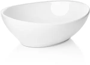 Miligoré 16" x 13" Oval White Ceramic Vessel Sink - Modern Egg Shape Above Counter Bathroom Vanity Bowl