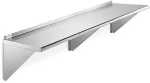 GRIDMANN 12" x 72" Stainless Steel Wall Mount Shelf with Backsplash, Commercial Grade - NSF Certified 18 Gauge Shelving for Restaurant, Kitchen, Utility Room, Garage
