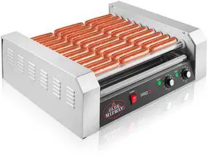 Olde Midway Electric 30 Hot Dog 11 Roller Grill Cooker Machine 1400-Watt - Commercial Grade