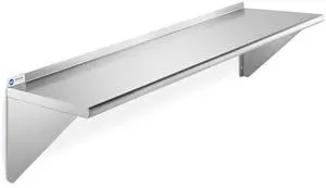 GRIDMANN 12" x 60" Stainless Steel Wall Mount Shelf with Backsplash, Commercial Grade - NSF Certified 18 Gauge Shelving for Restaurant, Kitchen, Utility Room, Garage