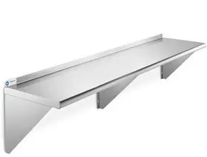 GRIDMANN 14" x 72" Stainless Steel Wall Mount Shelf with Backsplash, Commercial Grade - NSF Certified 18 Gauge Shelving for Restaurant, Kitchen, Utility Room, Garage