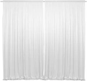 Lann's Linens (Set of 2) Photography Backdrop Curtains, White - 5ft x 10ft Tall Split Background for Wedding, Party or Photo Booth