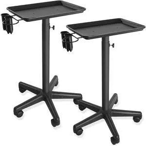 Saloniture Set of 2 - Aluminum Salon Instrument Tray with Caddy, Heavy-Duty Rolling Base