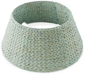 Casafield 24-Inch Christmas Tree Collar, Woven Water Hyacinth Tree Base Cover with Cord Cut Out, Seafoam