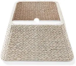 Casafield 22-Inch Christmas Tree Collar, Water Hyacinth Woven Tree Square Base Cover with Cord Cut Out, Whitewash