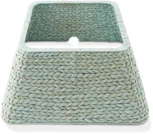 Casafield 22-Inch Christmas Tree Collar, Water Hyacinth Woven Tree Square Base Cover with Cord Cut Out, Seafoam