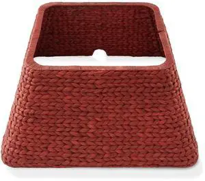 Casafield 22-Inch Christmas Tree Collar, Water Hyacinth Woven Tree Square Base Cover with Cord Cut Out, Red