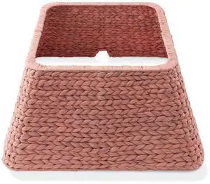 Casafield 22-Inch Christmas Tree Collar, Water Hyacinth Woven Tree Square Base Cover with Cord Cut Out, Pink