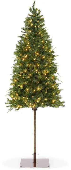 Casafield 6.5FT Pre-Lit Pencil Alpine Fir, Slim Realistic Artificial Holiday Christmas Tree with Metal Stand