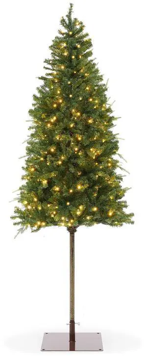 Casafield 7.5FT Pre-Lit Pencil Alpine Fir, Slim Realistic Artificial Holiday Christmas Tree with Metal Stand