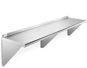 GRIDMANN NSF Stainless Steel 14" x 60" Kitchen Wall Mount Shelf Commercial Restaurant Bar w/ Backsplash GRIDMANN NSF Stainless Steel 14" x 60" Kitchen Wall Mount Shelf Commercial Restaurant Bar w/ Backsplash