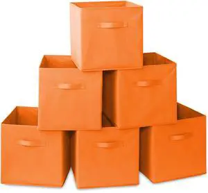 Casafield Set of 6 Collapsible Fabric Cube Storage Bins, Orange - 13" Foldable Cloth Baskets for Shelves, Cubby Organizers & More Casafield Set of 6 Collapsible Fabric Cube Storage Bins, Orange - 13" Foldable Cloth Baskets for Shelves, Cubby Organizers & More