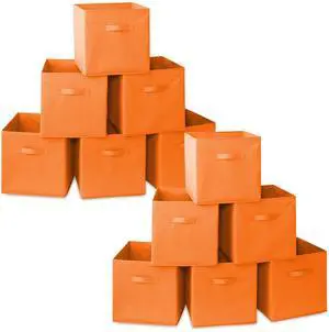 Casafield Set of 12 Collapsible Fabric Cube Storage Bins, Orange - 13" Foldable Cloth Baskets for Shelves, Cubby Organizers & More Casafield Set of 12 Collapsible Fabric Cube Storage Bins, Orange - 13" Foldable Cloth Baskets for Shelves, Cubby Organizers & More