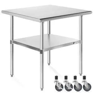 KUTLER Stainless Steel Table with Caster Wheels 24" x 30", NSF Commercial Kitchen Prep and Work Table with Undershelf KUTLER Stainless Steel Table with Caster Wheels 24" x 30", NSF Commercial Kitchen Prep and Work Table with Undershelf