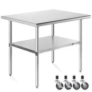 KUTLER Stainless Steel Table with Caster Wheels 24" x 36", NSF Commercial Kitchen Prep and Work Table with Undershelf KUTLER Stainless Steel Table with Caster Wheels 24" x 36", NSF Commercial Kitchen Prep and Work Table with Undershelf