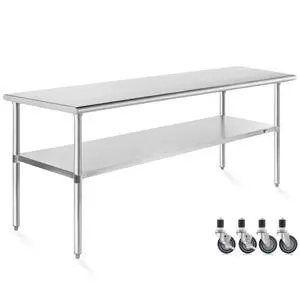 KUTLER Stainless Steel Table with Caster Wheels 24" x 72", NSF Commercial Kitchen Prep and Work Table with Undershelf KUTLER Stainless Steel Table with Caster Wheels 24" x 72", NSF Commercial Kitchen Prep and Work Table with Undershelf