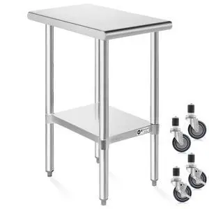 KUTLER Stainless Steel Table with Caster Wheels 30" x 12", NSF Commercial Kitchen Prep and Work Table with Undershelf KUTLER Stainless Steel Table with Caster Wheels 30" x 12", NSF Commercial Kitchen Prep and Work Table with Undershelf