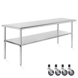 KUTLER Stainless Steel Table with Caster Wheels 30" x 72", NSF Commercial Kitchen Prep and Work Table with Undershelf KUTLER Stainless Steel Table with Caster Wheels 30" x 72", NSF Commercial Kitchen Prep and Work Table with Undershelf