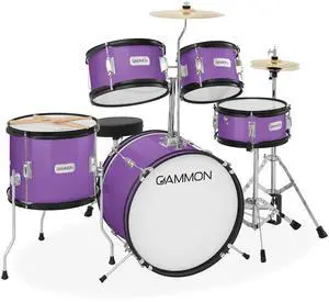 Gammon Percussion 5-Piece Junior Starter Drum Kit with Cymbals, Hardware, Sticks, & Throne - Purple Gammon Percussion 5-Piece Junior Starter Drum Kit with Cymbals, Hardware, Sticks, & Throne - Purple