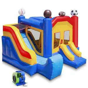 Cloud 9 Commercial Grade Sports Bounce House with Slide and Blower - 100% PVC 18' x 17' Inflatable Bouncer Cloud 9 Commercial Grade Sports Bounce House with Slide and Blower - 100% PVC 18' x 17' Inflatable Bouncer