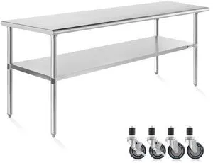 KUTLER Stainless Steel Table with Caster Wheels 30" x 60", NSF Commercial Kitchen Prep and Work Table with Undershelf KUTLER Stainless Steel Table with Caster Wheels 30" x 60", NSF Commercial Kitchen Prep and Work Table with Undershelf
