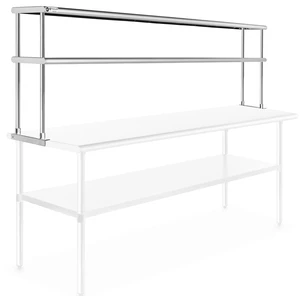 KUTLER Stainless Steel Double Overshelf 72" x 12", NSF Commercial 2-Tier Shelf for Prep and Work Tables KUTLER Stainless Steel Double Overshelf 72" x 12", NSF Commercial 2-Tier Shelf for Prep and Work Tables