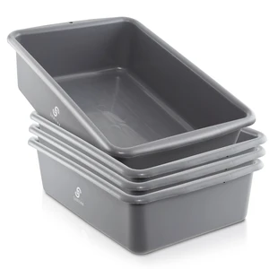 Jubilee 4-Pk Plastic Storage Bin, 20L Gray Heavy Duty Commercial Busser Utility Tub Jubilee 4-Pk Plastic Storage Bin, 20L Gray Heavy Duty Commercial Busser Utility Tub