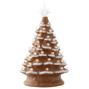 Hand Painted Ceramic Christmas Tree, Gingerbread 15" Pre-Lit, 128 Multi Color Lights, 2 Star Toppers Hand Painted Ceramic Christmas Tree, Gingerbread 15" Pre-Lit, 128 Multi Color Lights, 2 Star Toppers