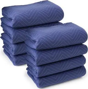 Sure-Max 8 Moving & Packing Blankets - Deluxe Pro - 80" x 72" (40 lb/dz weight) - Professional Quilted Shipping Furniture Pads Royal Blue