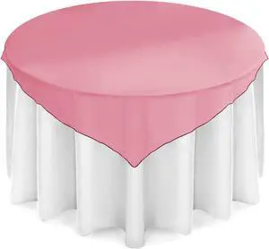 Lann's Linens Organza Wedding Table Overlay - Tablecloth Topper (72" Square - Burgundy)