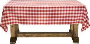 Lann's Linens - 60" x 126" Premium Checkered Tablecloth - Rectangular Polyester Fabric Picnic Table Cover - Red & White Gingham Cloth