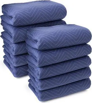 Sure-Max 10 Moving & Packing Blankets - Deluxe Pro - 80" x 72" (40 lb/dz weight) - Professional Quilted Shipping Furniture Pads Royal Blue