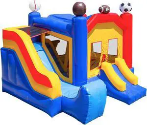 Inflatable HQ Commercial Grade Bounce House Sports Castle 100% PVC with Blower and Slide Inflatable HQ Commercial Grade Bounce House Sports Castle 100% PVC with Blower and Slide