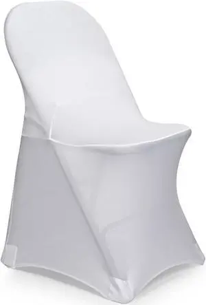 Lann's Linens 10 pcs White Spandex Folding Chair Covers for Wedding, Party, and Banquet