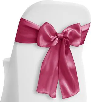 Lann's Linens - 30 Elegant Satin Wedding/Party Chair Cover Sashes/Bows - Ribbon Tie Back Sash - Fuchsia