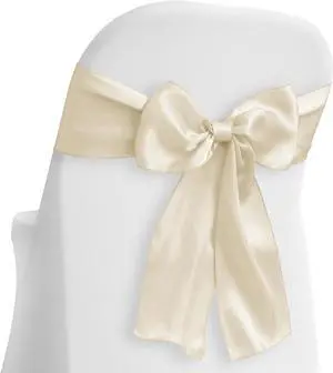 Lann's Linens - 30 Elegant Satin Wedding/Party Chair Cover Sashes/Bows - Ribbon Tie Back Sash - Ivory