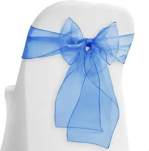 Lann's Linens - 10 Elegant Organza Wedding/Party Chair Cover Sashes/Bows - Ribbon Tie Back Sash - Royal Blue