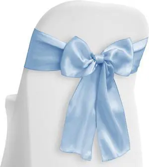 Lann's Linens - 30 Elegant Satin Wedding/Party Chair Cover Sashes/Bows - Ribbon Tie Back Sash - Baby Blue