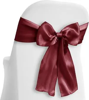 Lann's Linens - 30 Elegant Satin Wedding/Party Chair Cover Sashes/Bows - Ribbon Tie Back Sash - Burgundy