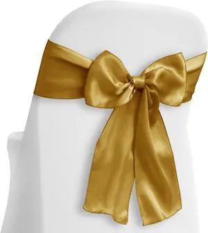 Lann's Linens - 50 Elegant Satin Wedding/Party Chair Cover Sashes/Bows - Ribbon Tie Back Sash - Gold Lann's Linens - 50 Elegant Satin Wedding/Party Chair Cover Sashes/Bows - Ribbon Tie Back Sash - Gold