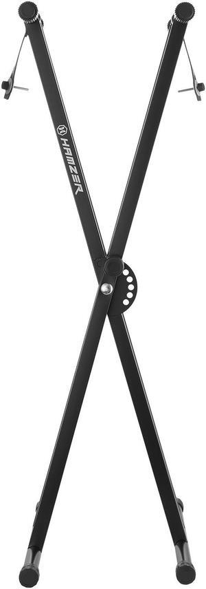 Hamzer Heavy Duty, Double-X Piano Keyboard Stand - Height Adjustable & Portable Brace w/ Non Slip Caps & Durable Locking Straps, Black