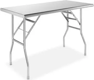 GRIDMANN Stainless Steel Folding Table 48 x 24 Inch, NSF Kitchen Prep & Work Table