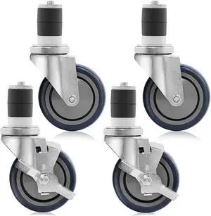 GRIDMANN 4 inch Caster Wheel Set for Commercial Kitchen Prep Tables, 2 Wheels with Brakes, 2 without Brakes