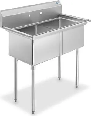GRIDMANN 2 Compartment Commercial Stainless Steel Utility Sink, NSF Certified Kitchen Prep Sink for Restaurant, Laundry, Garage