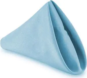 Lann's Linens - 1 Dozen 17" Cloth Dinner Table Napkins - Machine Washable Restaurant/Wedding/Hotel Polyester Fabric - Baby Blue
