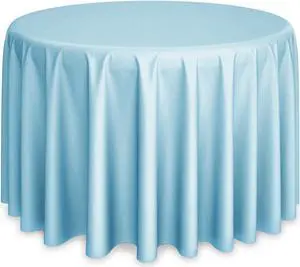 Lann's Linens - 5 Premium 120" Round Tablecloths for Wedding/Banquet/Restaurant - Polyester Fabric Table Cloths - Baby Blue