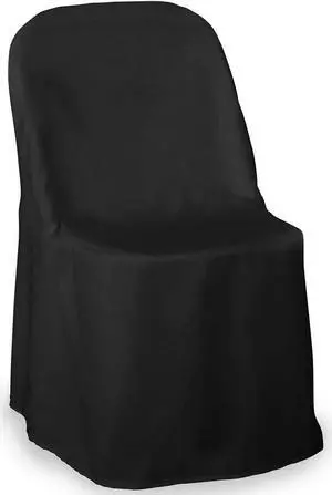Lann's Linens 10 pcs Black Polyester Folding Chair Covers for Wedding, Party, and Banquet - Elegant Cloth Slipcovers