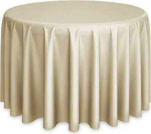 Lann's Linens - 132" Round Premium Tablecloth for Wedding / Banquet / Restaurant - Polyester Fabric Table Cloth - Beige